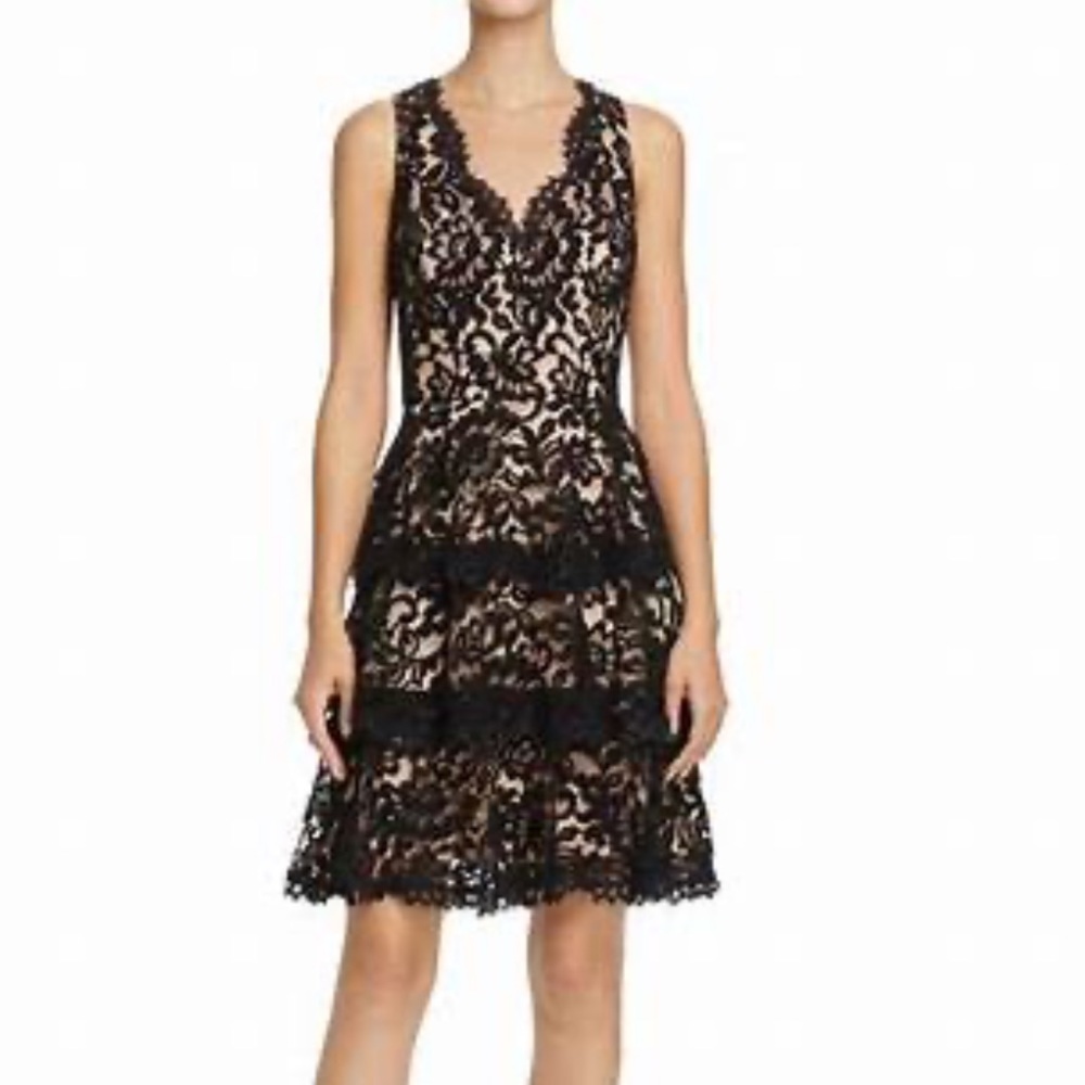 Eliza J black dress .crochet